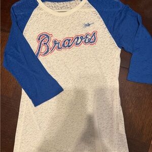 Nike women’s Braves 3/4 length Sleeve Tee - Blue and White